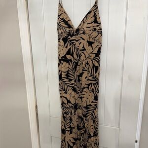 No Boundaries Black and Tan Palm Leaf Dress